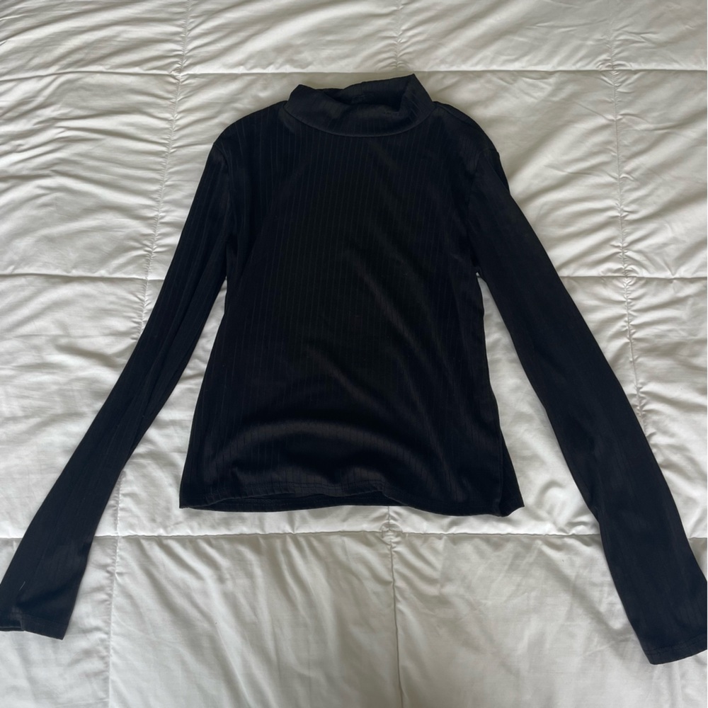 YMI Black Ribbed Long Sleeve Top